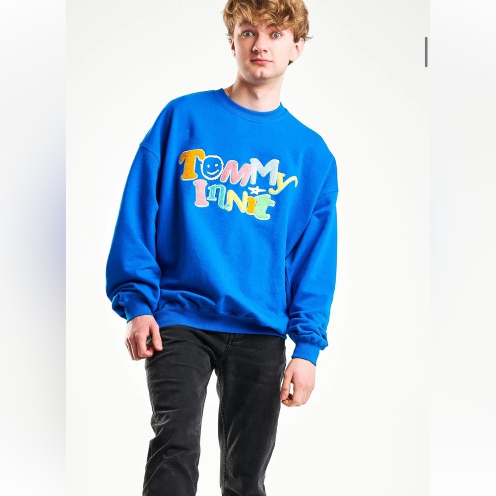 Tommy Innit ’21 Pog Champ Blue Limited Edition Sweatshirt L minecraft Gamer Y2k
